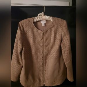CHICO'S size 1, light carmel color suede, light weight  jacket